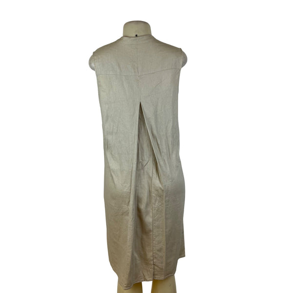 Anne Klein Women’s Sleeveless Beige Shirt Dress Back Pleat Detail Size 8 - New