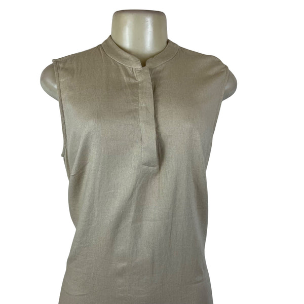 Anne Klein Women’s Sleeveless Beige Shirt Dress Back Pleat Detail Size 8 - New