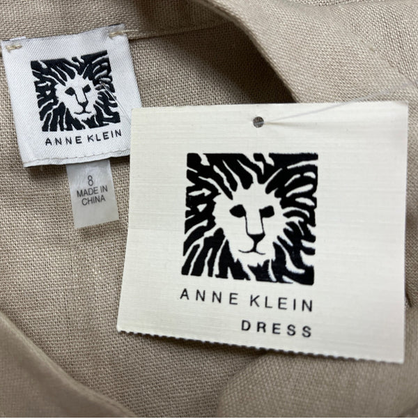 Anne Klein Women’s Sleeveless Beige Shirt Dress Back Pleat Detail Size 8 - New
