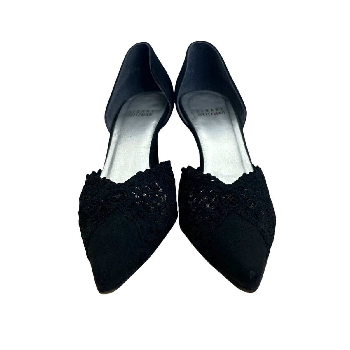 Stuart Weitzman Women’s Pyrite Nocturn Black Bowover Pointed-Toe Heels Sz M6