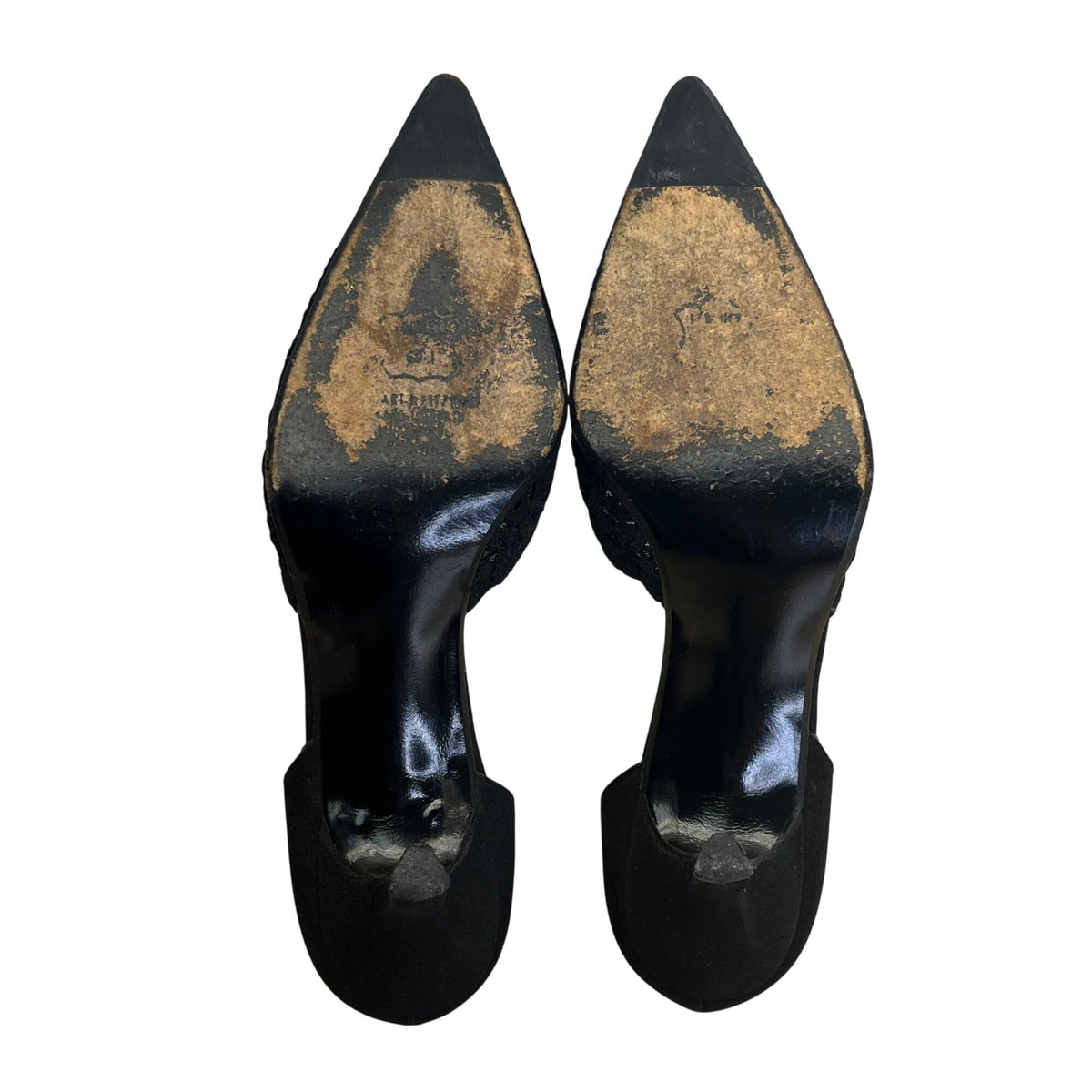Stuart Weitzman Women’s Pyrite Nocturn Black Bowover Pointed-Toe Heels Sz M6