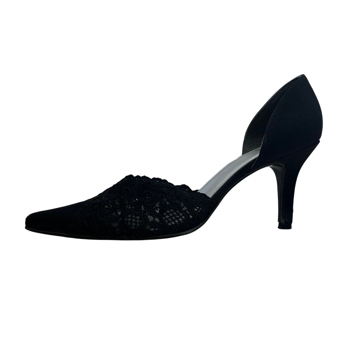 Stuart Weitzman Women’s Pyrite Nocturn Black Bowover Pointed-Toe Heels Sz M6