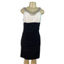 Js Boutique Ruched Black & White Sleeveless Dress With Beaded Neckline  Szize 10