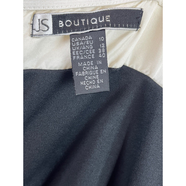Js Boutique Ruched Black & White Sleeveless Dress With Beaded Neckline  Szize 10