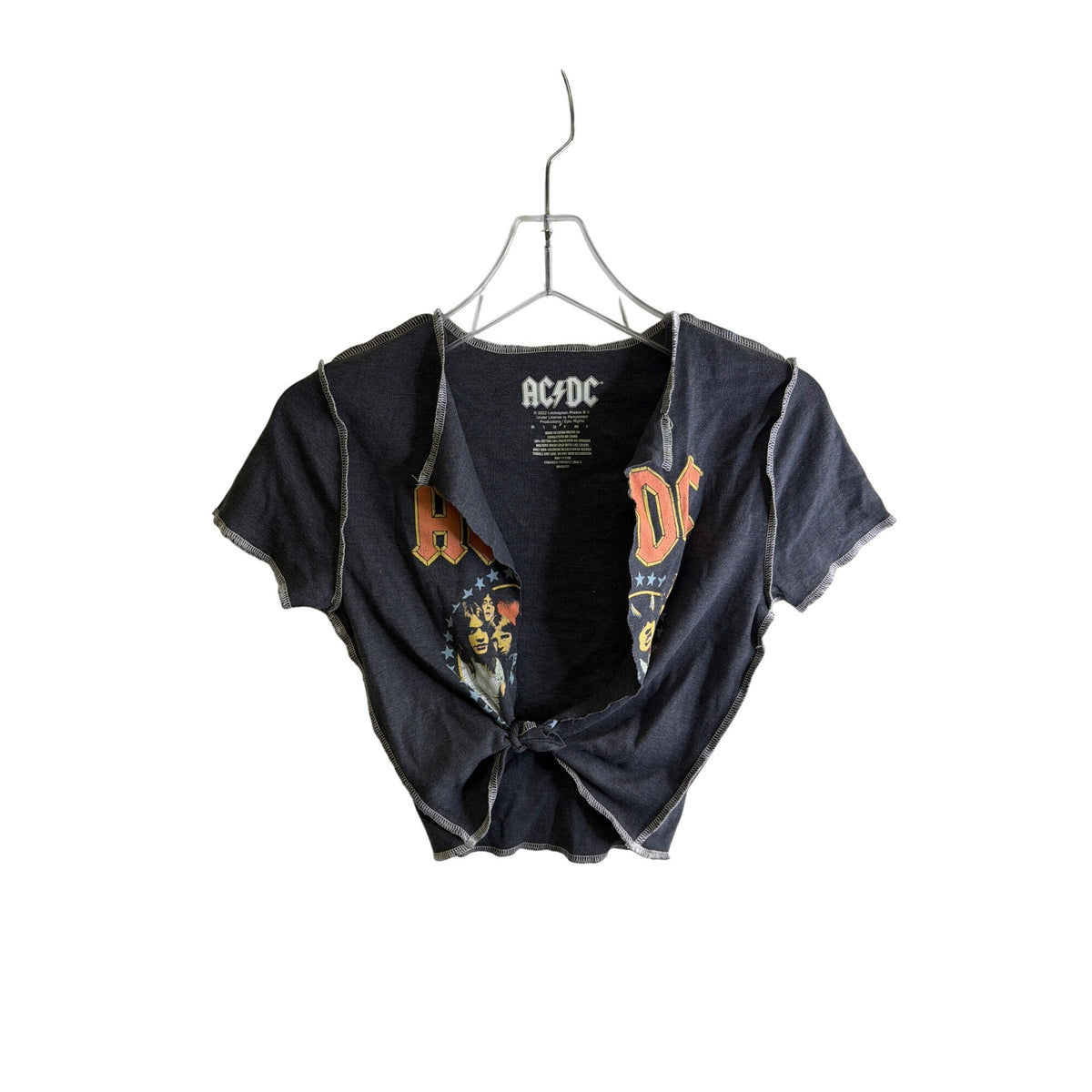 AC/DC Womens Black Cropped T-Shirt Highway To Hell Tour 1979 Graphic Size Small