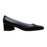 Salvatore Ferragamo Brown Croc-Embossed Leather Block Heel Loafers Sz 5.5B- New