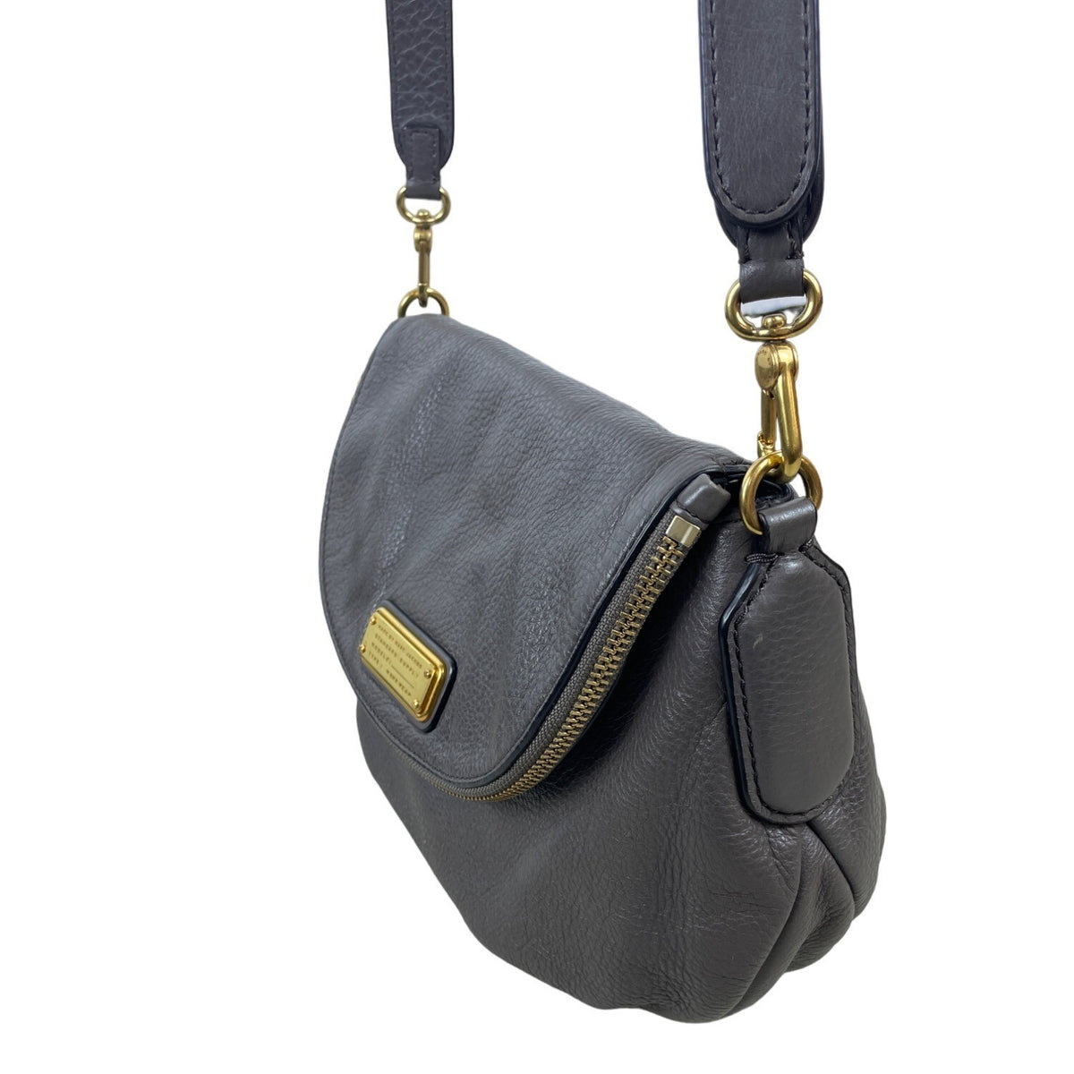 Marc Jacobs Women’s Grey Leather Classic Q Natasha Shoulder Bag Gold Details SzM