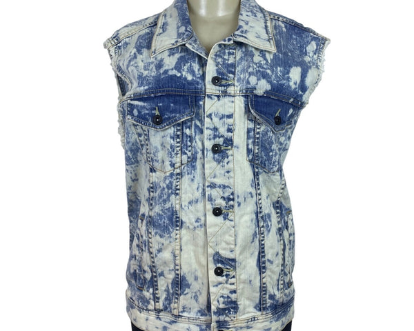 Chor Clothing Co. Women's Blue Bleach Wash Denim Sleeveless Jacket Size L