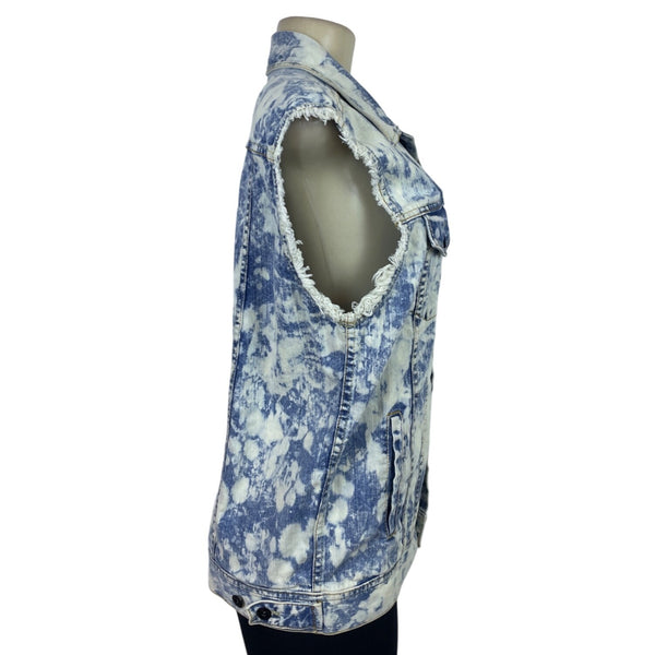 Chor Clothing Co. Women's Blue Bleach Wash Denim Sleeveless Jacket Size L