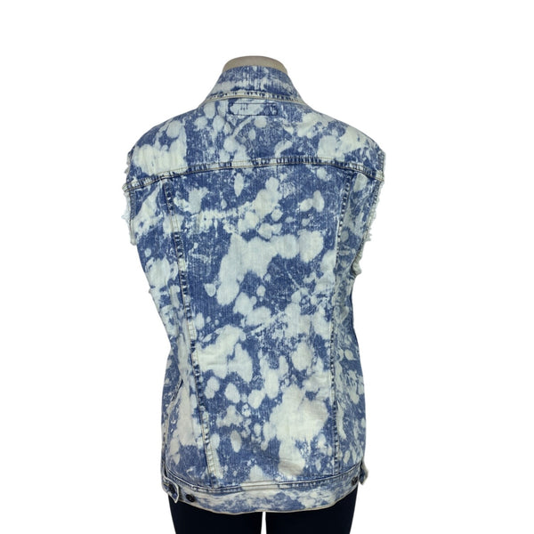 Chor Clothing Co. Women's Blue Bleach Wash Denim Sleeveless Jacket Size L