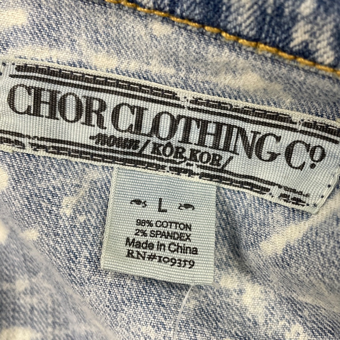 Chor Clothing Co. Women's Blue Bleach Wash Denim Sleeveless Jacket Size L