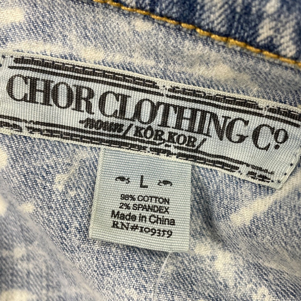 Chor Clothing Co. Women's Blue Bleach Wash Denim Sleeveless Jacket Size L