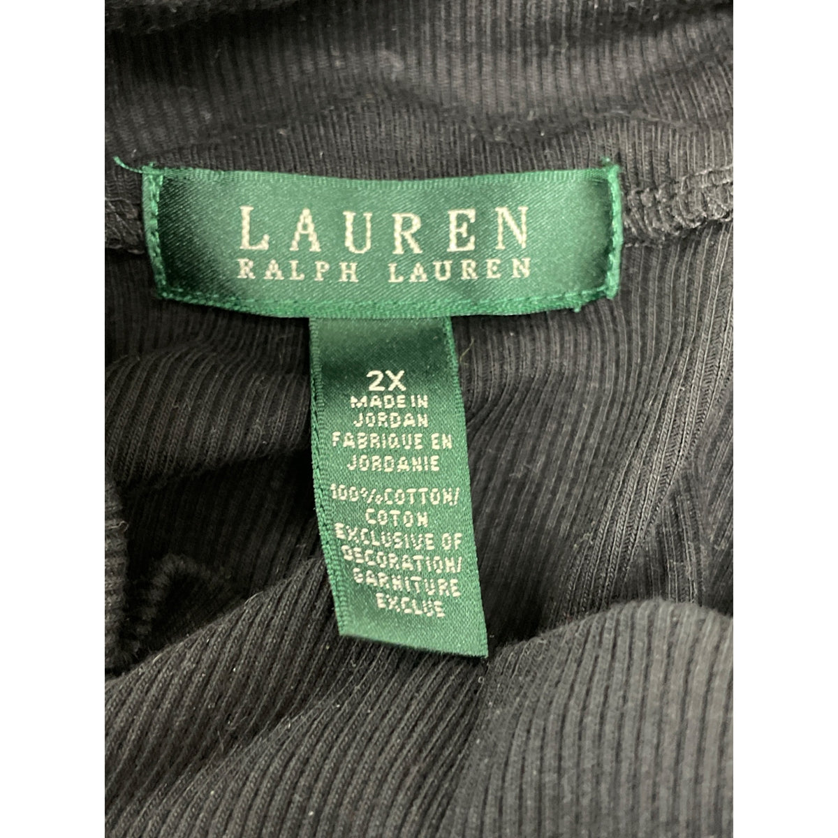 Ralph Lauren Black Ribbed Cotton Top W/ Gold Button Details Size 2X