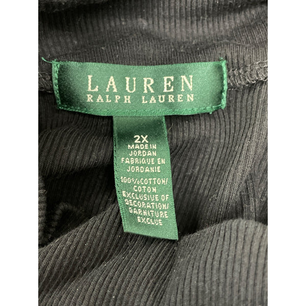 Ralph Lauren Black Ribbed Cotton Top W/ Gold Button Details Size 2X