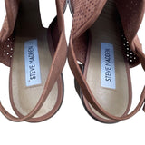 Steve Madden Women’s Brown Perforated Leather Neptune Block Heel Sandals Sz 8.5