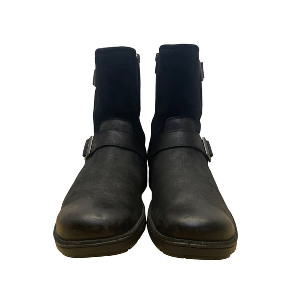 Ugg Men’s Black Leather Waterproof Mid-Calf Buckle Boots Size 11