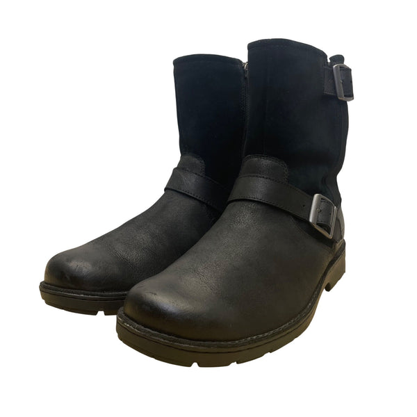 Ugg Men’s Black Leather Waterproof Mid-Calf Buckle Boots Size 11