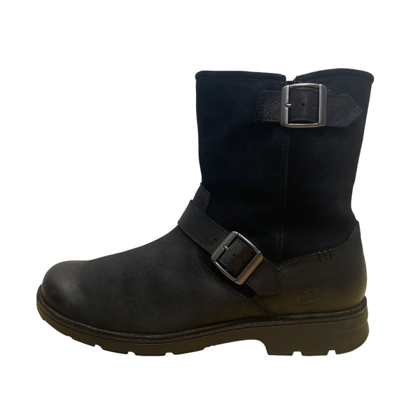 Ugg Men’s Black Leather Waterproof Mid-Calf Buckle Boots Size 11