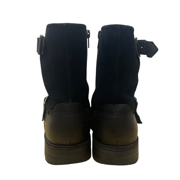 Ugg Men’s Black Leather Waterproof Mid-Calf Buckle Boots Size 11