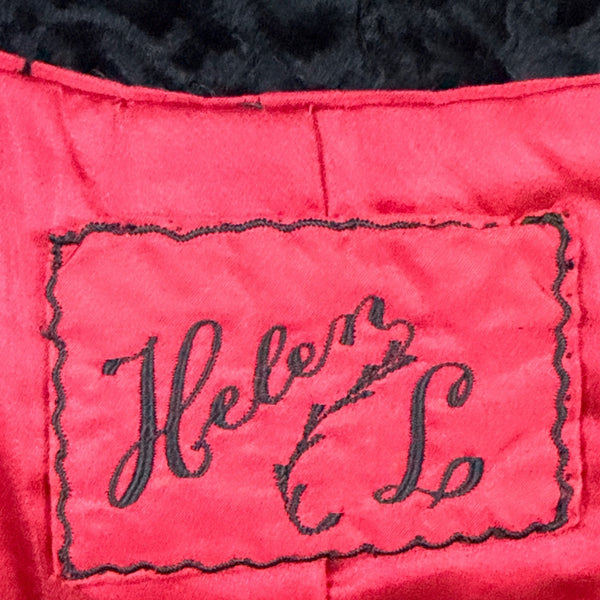 Vintage 50s - 60s Helen L Black Fur Cap Textured Body and Mink-Style Collar S/M