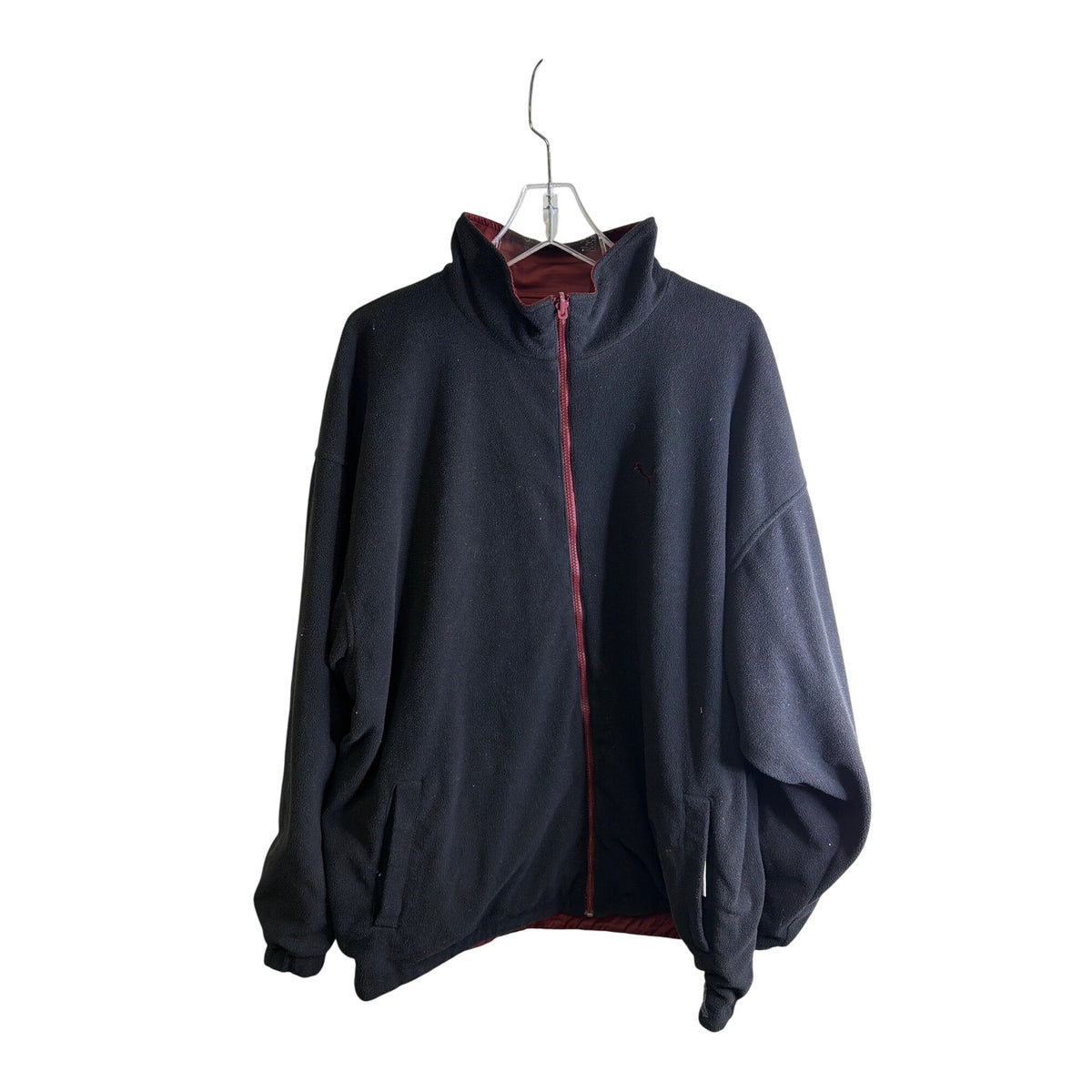 Puma Mens Black/Red Fleece Full-Zip Jacket Size L Warm Casual Wear