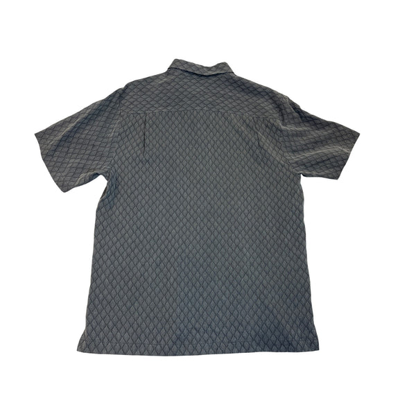 Tommy Bahama Men's Gray Button-Up Shirt With Pocket & Diamond-Pattern Sz M