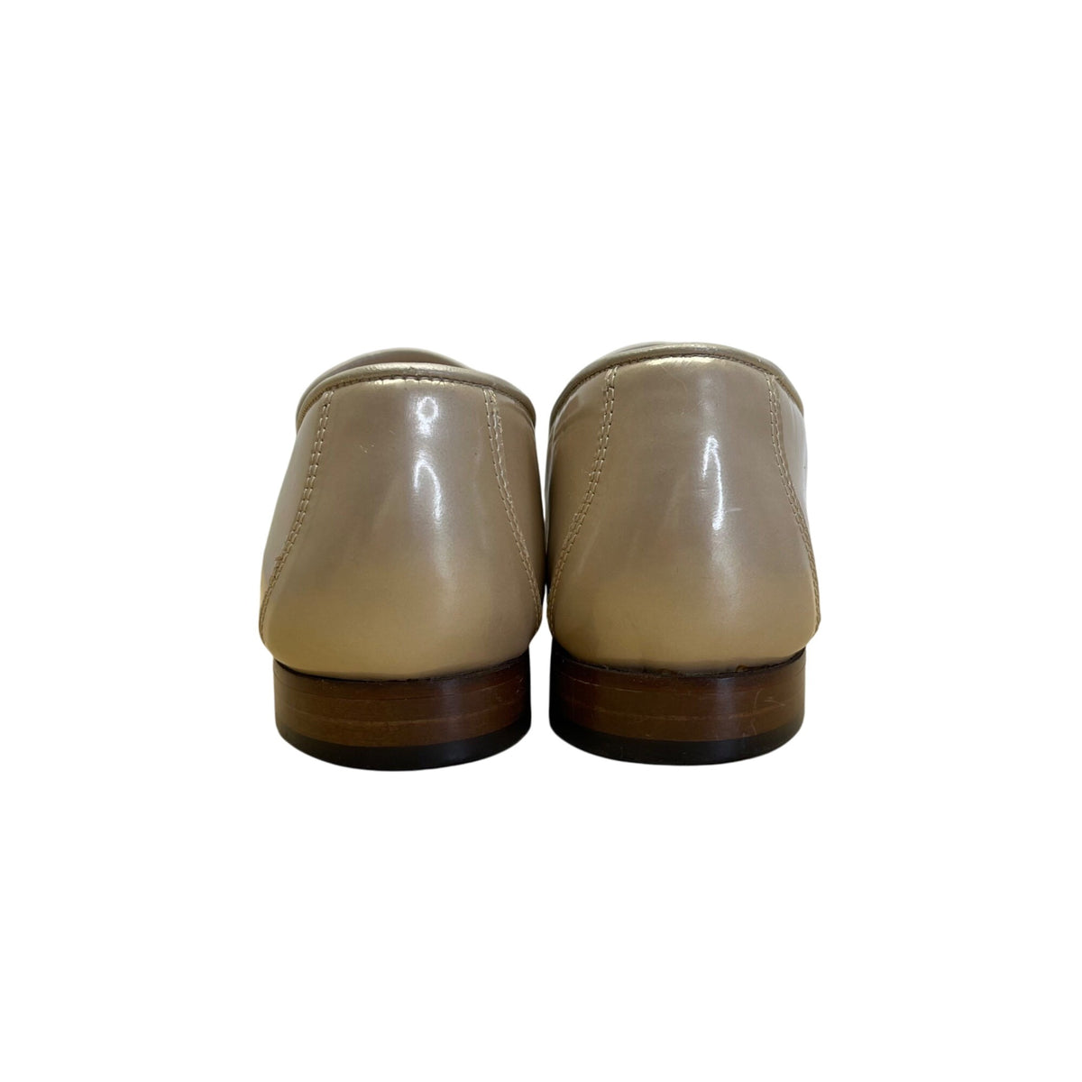 Escada Women’s Beige Leather Gold Hardware Handsewn Moccasin Loafers Size 7.5B