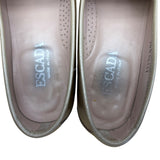 Escada Women’s Beige Leather Gold Hardware Handsewn Moccasin Loafers Size 7.5B