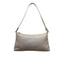 Alfani Womens White Leather Woven Zip Closure Designer Handle Shoulder Bag