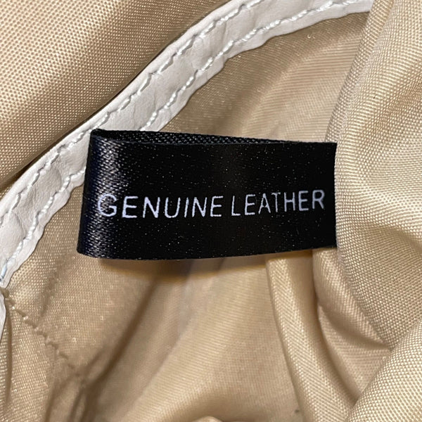 Alfani Womens White Leather Woven Zip Closure Designer Handle Shoulder Bag