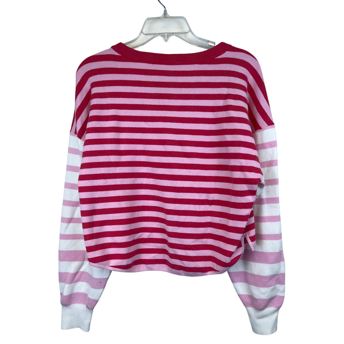 Daily Practice Womens Pink & White Striped Knit Sweater Medium