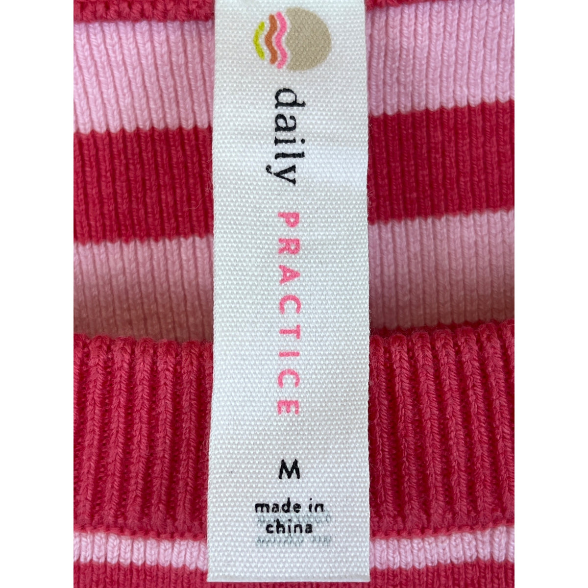 Daily Practice Womens Pink & White Striped Knit Sweater Medium