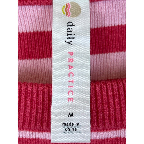 Daily Practice Womens Pink & White Striped Knit Sweater Medium
