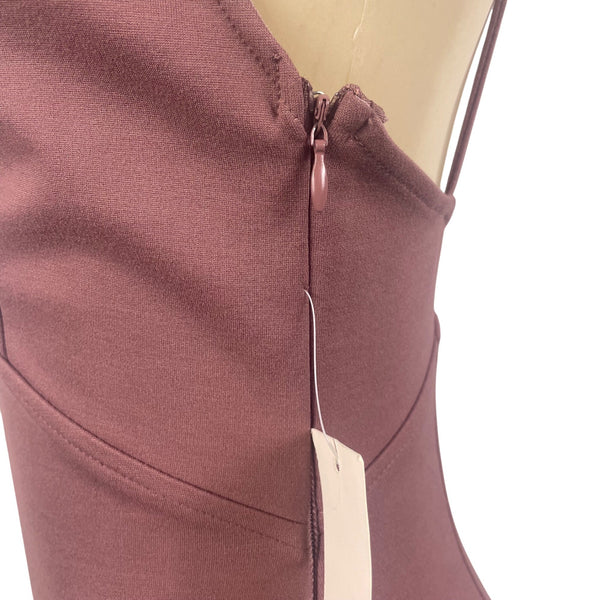 Tobi Womens Mauve Cotton/Nylon Strappy Plunge Mini Dress Stylish Design Sz XS - New