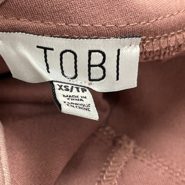 Tobi Womens Mauve Cotton/Nylon Strappy Plunge Mini Dress Stylish Design Sz XS - New