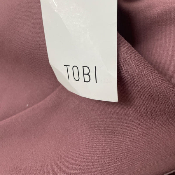 Tobi Womens Mauve Cotton/Nylon Strappy Plunge Mini Dress Stylish Design Sz XS - New