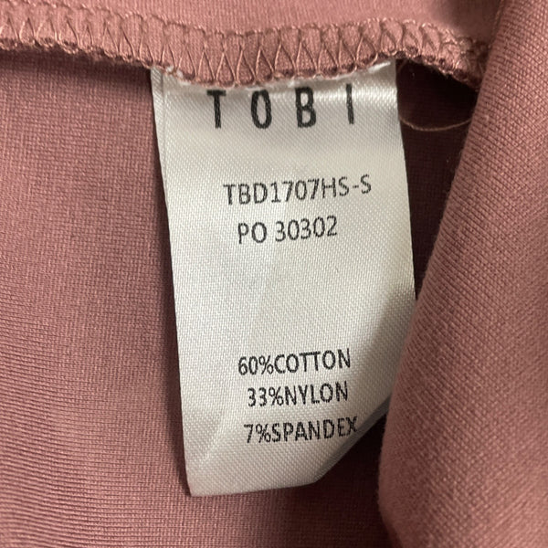 Tobi Womens Mauve Cotton/Nylon Strappy Plunge Mini Dress Stylish Design Sz XS - New