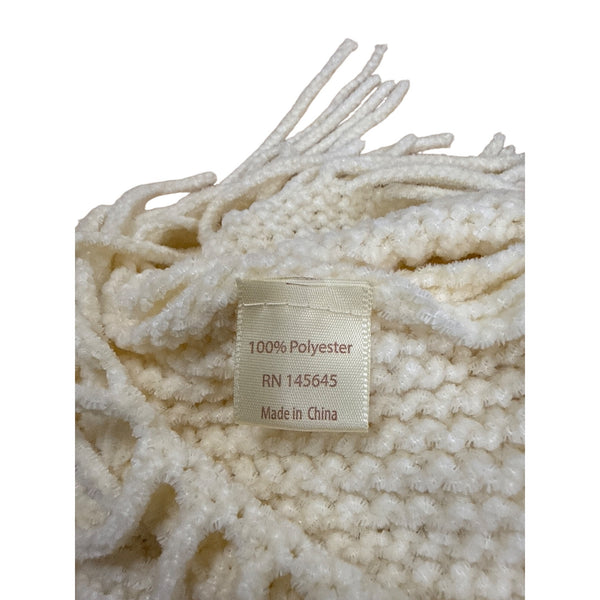 Polyester Womens Ivory Fringe Knitted Infinity Scarf Cozy Cold Weather Accessory