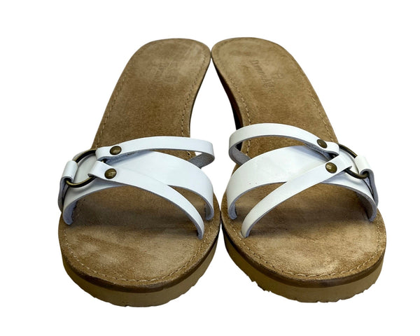 Etienne Aigner Women’s White Leather Salinas Heeled Sandals Size 6.5N