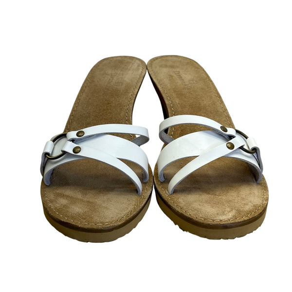 Etienne Aigner Women’s White Leather Salinas Heeled Sandals Size 6.5N