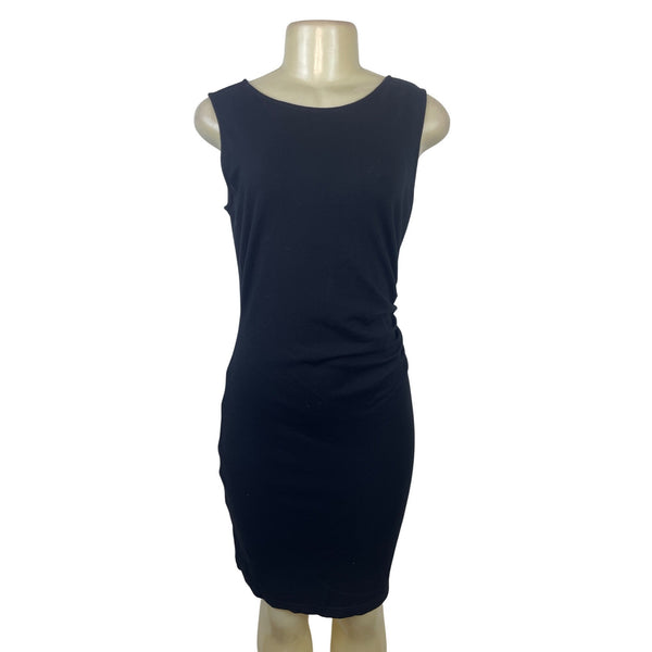 Kenneth Cole Women's Black Sleeveless Bodycon Dress With White Zipper Sz 6