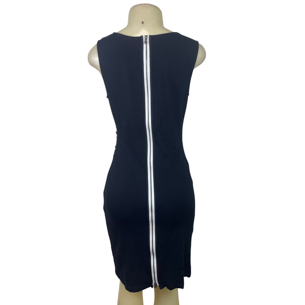 Kenneth Cole Women's Black Sleeveless Bodycon Dress With White Zipper Sz 6