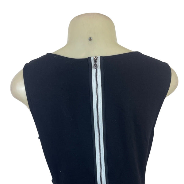 Kenneth Cole Women's Black Sleeveless Bodycon Dress With White Zipper Sz 6