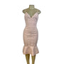 Venus Womens Blush Pink Bandage Midi Dress Sleeveless Ruffle Mermaid Hem Sz S