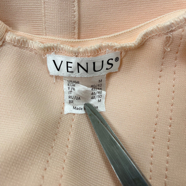 Venus Womens Blush Pink Bandage Midi Dress Sleeveless Ruffle Mermaid Hem Sz S