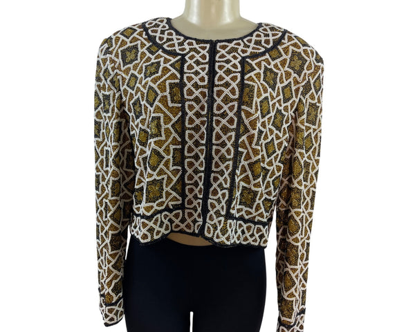 Vintage Niteline Hand-Beaded Long-Sleeve Cropped Jacket Size XL
