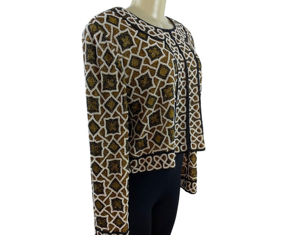 Vintage Niteline Hand-Beaded Long-Sleeve Cropped Jacket Size XL
