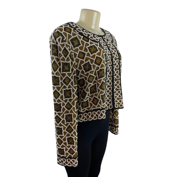 Vintage Niteline Hand-Beaded Long-Sleeve Cropped Jacket Size XL