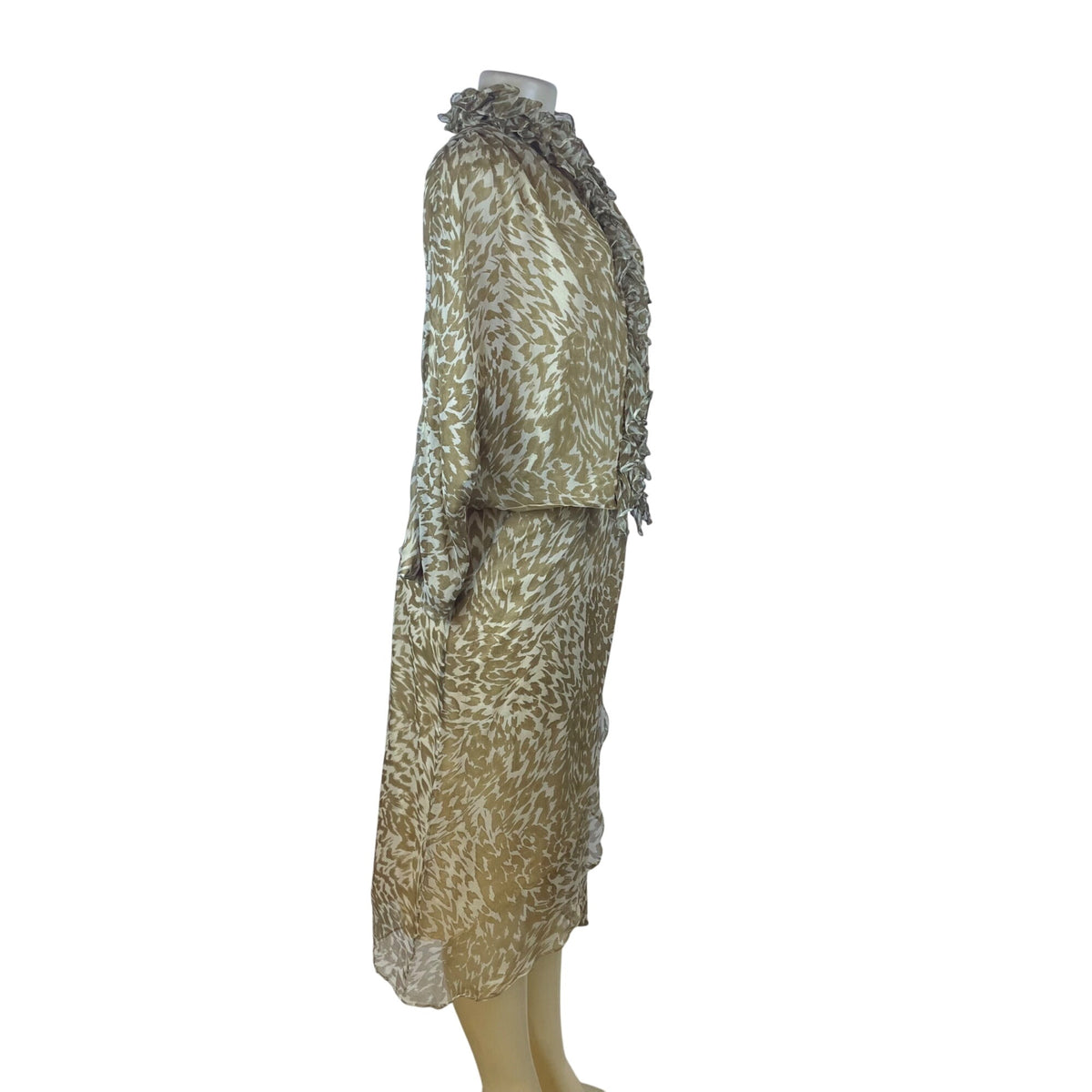 Sarah Horne Design Women’s Beige White Animal Print Skirt & Blouse Set