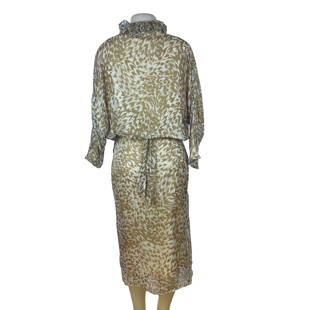 Sarah Horne Design Women’s Beige White Animal Print Skirt & Blouse Set